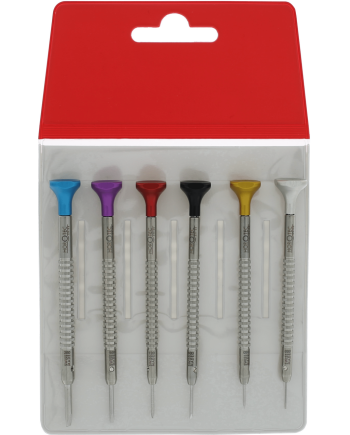 HOROTEC 01.218-H - Pochette de 6 tournevis avec tête aluminium sur roulement à billes