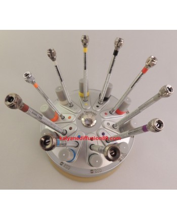 BECO TECHNIC 205950 - Socle tournant avec 10 tournevis d'horloger