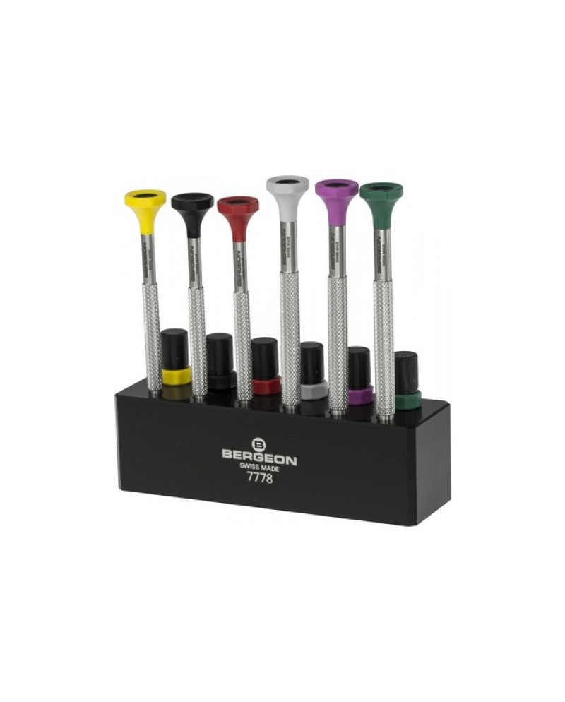 BERGEON 7778 - Socle avec 6 tournevis et tubes de mèches
