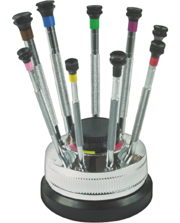 HOROTEC 01.104 - Socle tournant avec 9 tournevis antimagnétiques