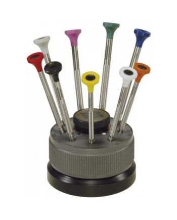 BERGEON 30081-S09 - Socle tournant avec 9 tournevis d'horloger