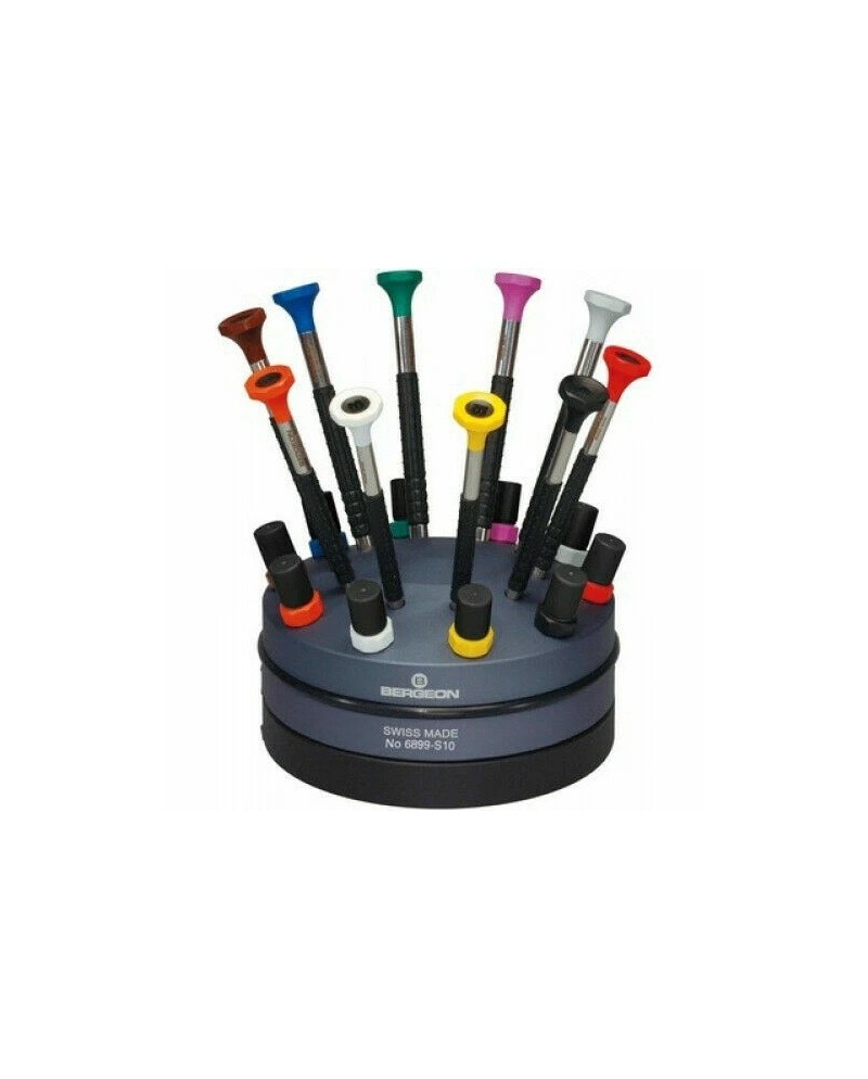 BERGEON 6899-S10 - Socle tournant avec 10 tournevis d'horloger