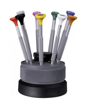 BERGEON 31081-S09 - Socle tournant avec 9 tournevis d'horloger amagnétiques