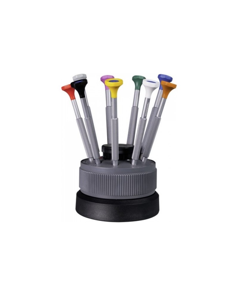 BERGEON 31081-S09 - Socle tournant avec 9 tournevis d'horloger amagnétiques