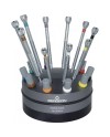 BERGEON 3044-A - Socle tournant avec 10 tournevis d'horloger en laiton chromé