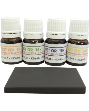 Kit 4 flacons réactifs prêt à l’emploi pour test de l’or (9K, 14K, 18K, 24K)