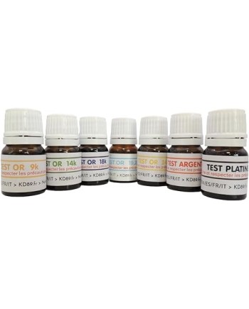 Kit 7 flacons réactifs prêt à l’emploi pour test des métaux précieux
