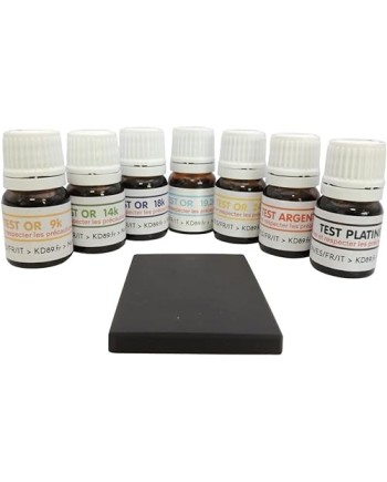 Kit 7 flacons réactifs prêt à l’emploi pour test des métaux précieux