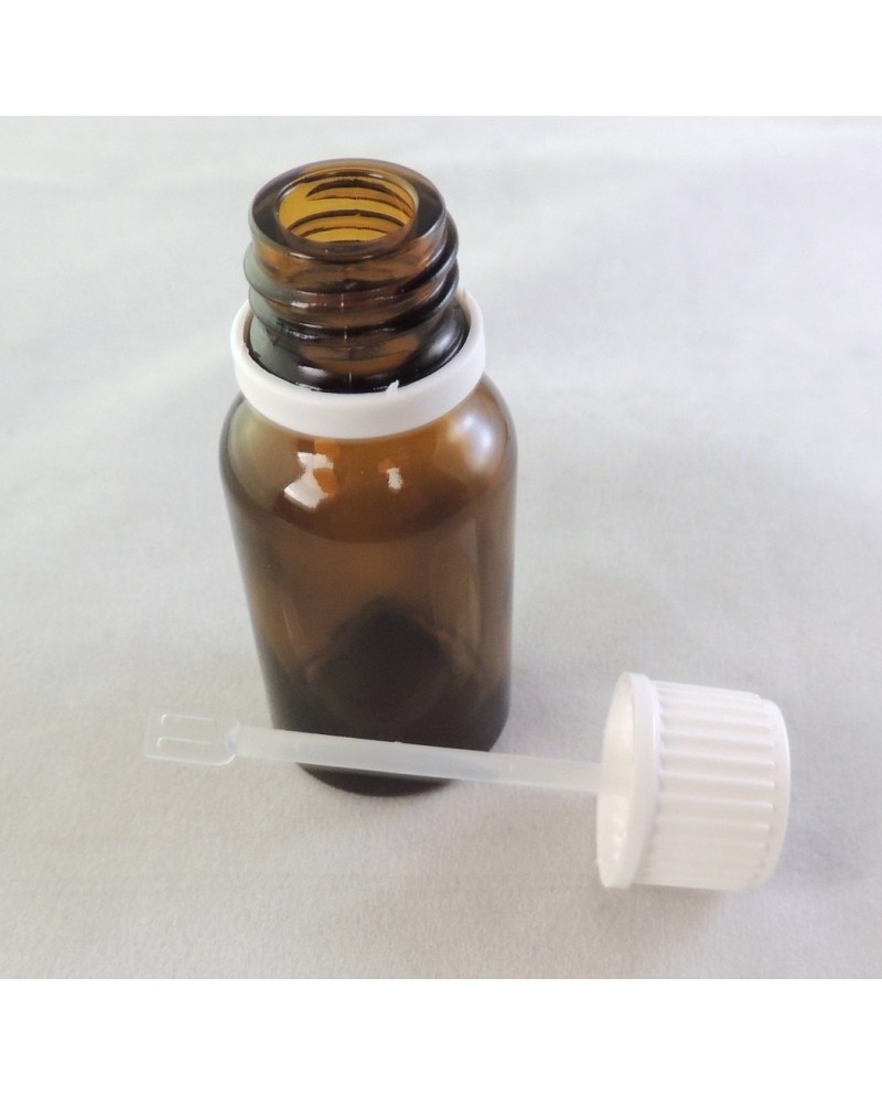 Flacon en verre hermétique avec bouchon spatule (2,5 ml ou 15 ml)