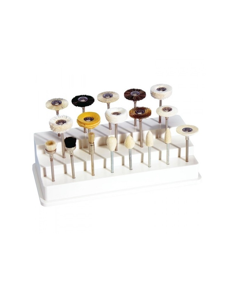 POLIRAPID - Ensemble de 18 brosses à polir avec support
