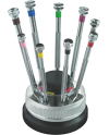 HOROTEC 01.100 - Assortiment de tournevis classiques sur socle tournant 9 pièces