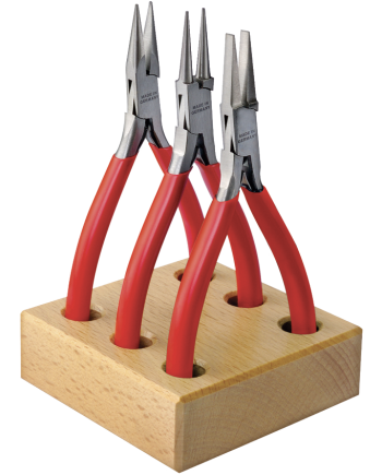 HOROTEC 11.850 - Assortiment de 3 pinces de précision avec socle