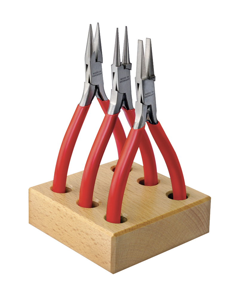 HOROTEC 11.850 - Assortiment de 3 pinces de précision avec socle