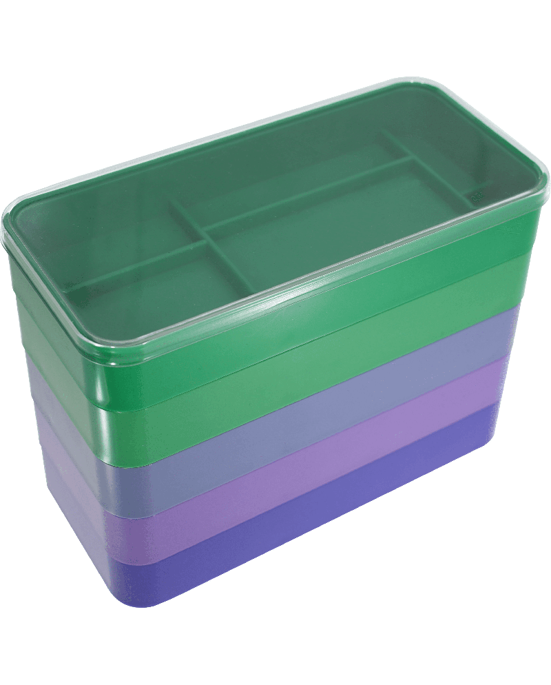 HOROTEC 17.581 - Godets empilables ABS rectangulaires 6 cases (jeu de 5)