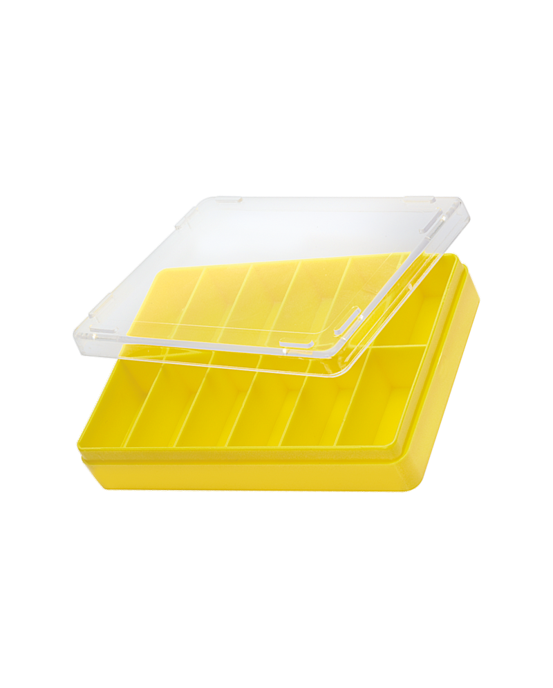 HOROTEC 17.523 - Boîte plastique empilable 12 cases fond jaune