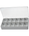 HOROTEC 17.500 – Boîte de rangement grise 12 cases avec couvercle transparent