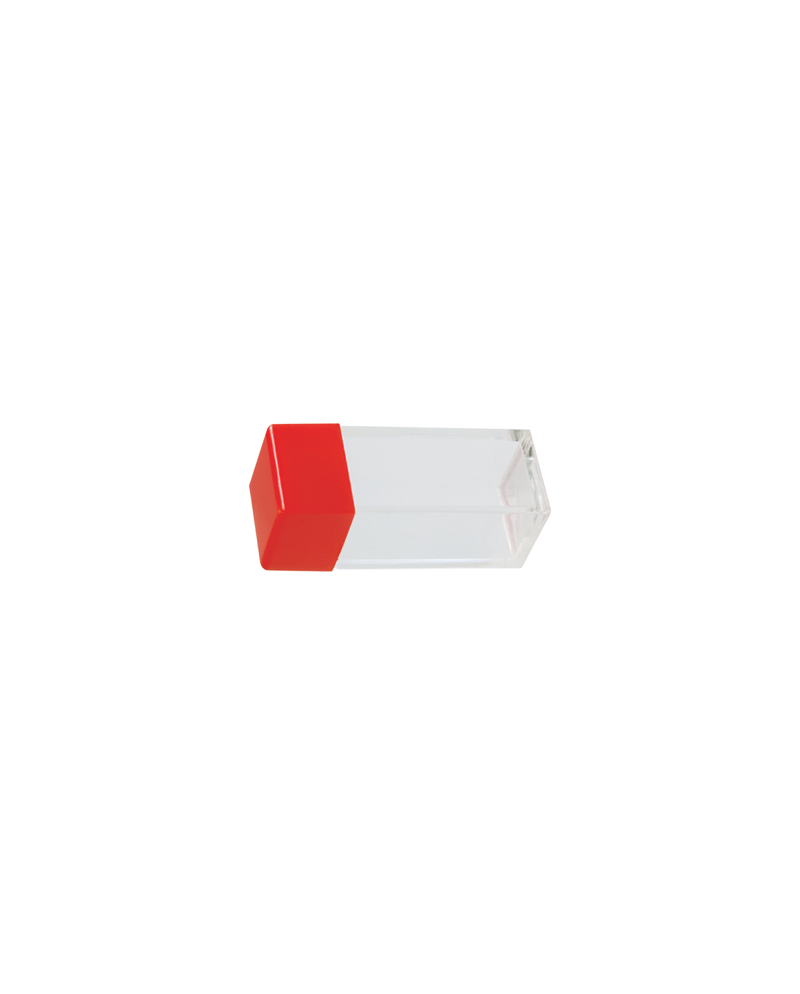 HOROTEC 17.536 - Tube en plastique carré transparent avec couvercle rouge, par 100 pièces