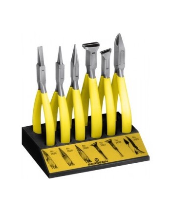 BERGEON 6283 et 6283-D - Assortiments de 6 pinces sur socle bois