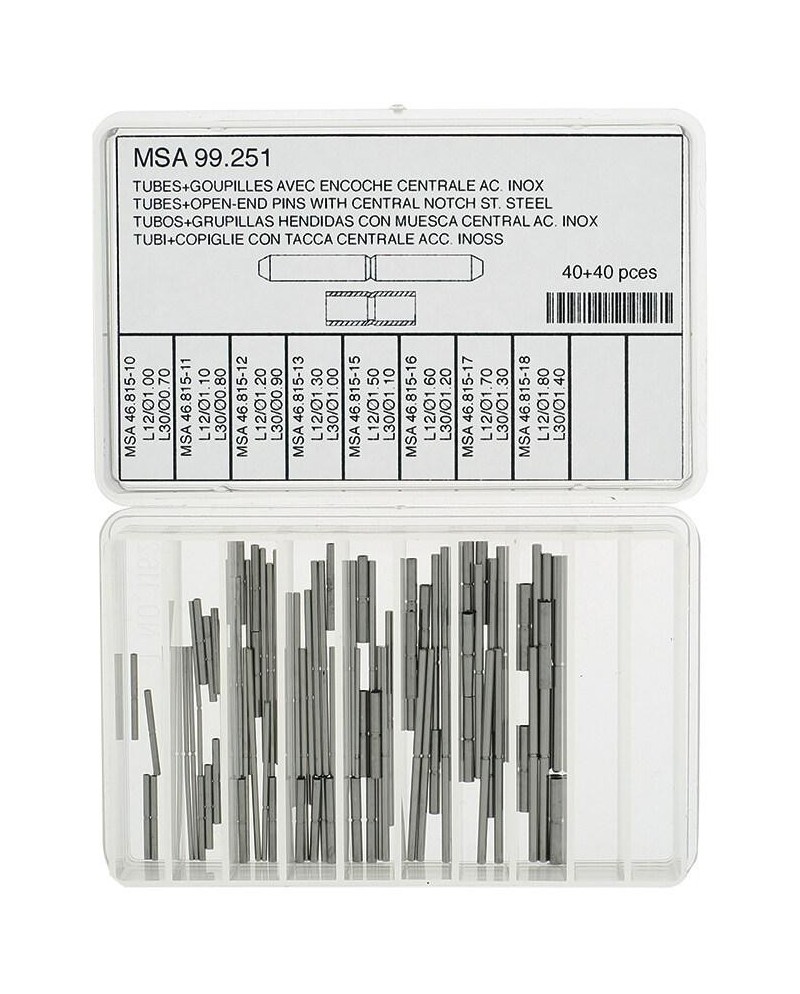 HOROTEC MSA99.251 - Assortiment de tubes et goupilles avec encoche centrale
