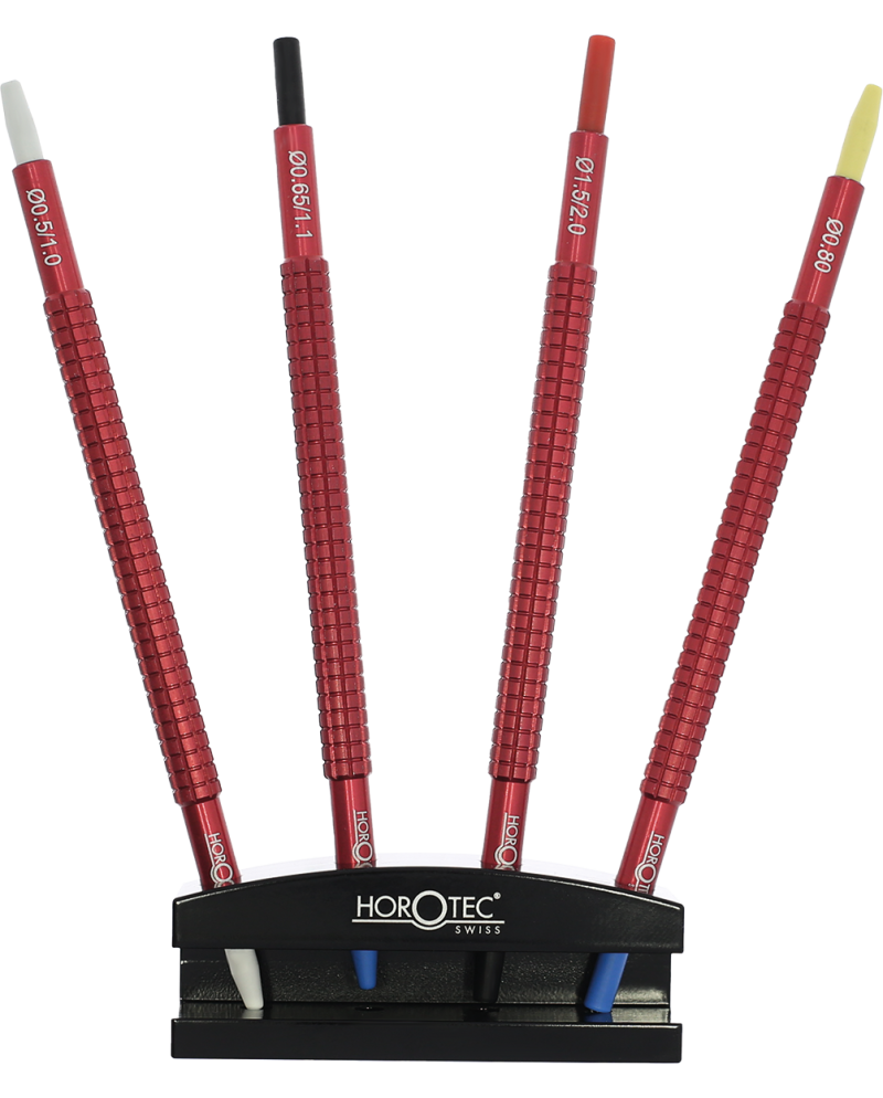 HOROTEC 05.025 - Assortiment d’outils pour poser les aiguilles avec embouts en DELRIN