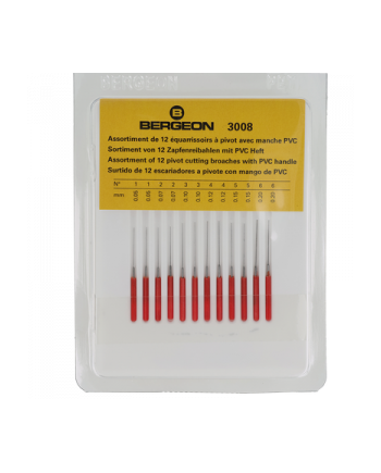 BERGEON 3008 - Assortiment de 12 équarrissoirs à pivot avec manche PVC