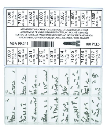 Assortiment de vis pour fonds de boîtes, acier inox, tête bombé - HOROTEC
