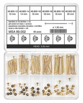 Assortiment de barrettes à vis dorées - HOROTEC
